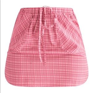 Pink Check Print Pocket Front Micro Mini Skirt